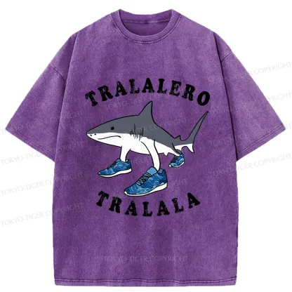 Tokyo-Tiger Tralalero Tralala Funny Washed T-Shirt