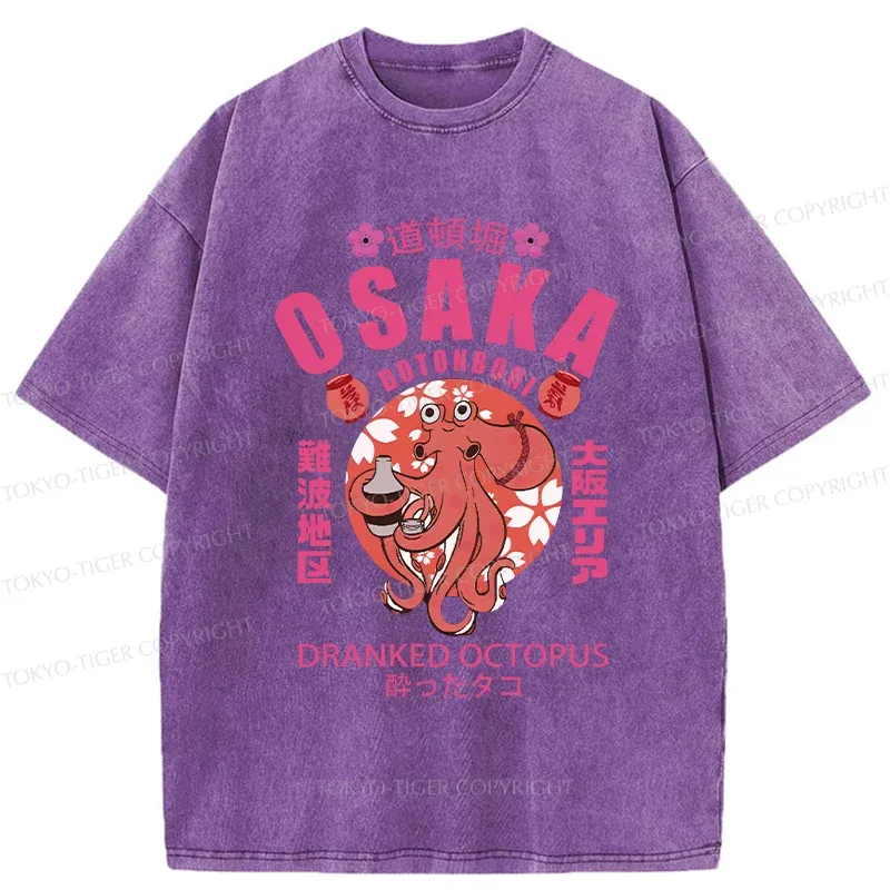 Tokyo-Tiger Sakura And Octopus Washed T-Shirt