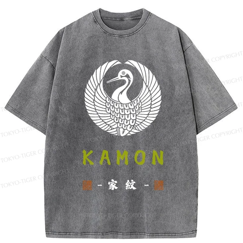 Tokyo-Tiger Crane Family Crest Washed T-Shirt