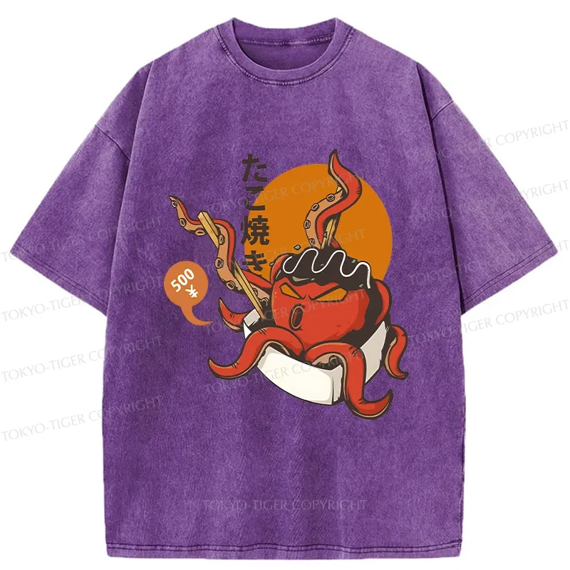 Tokyo-Tiger Yummy Takoyaki Washed T-Shirt