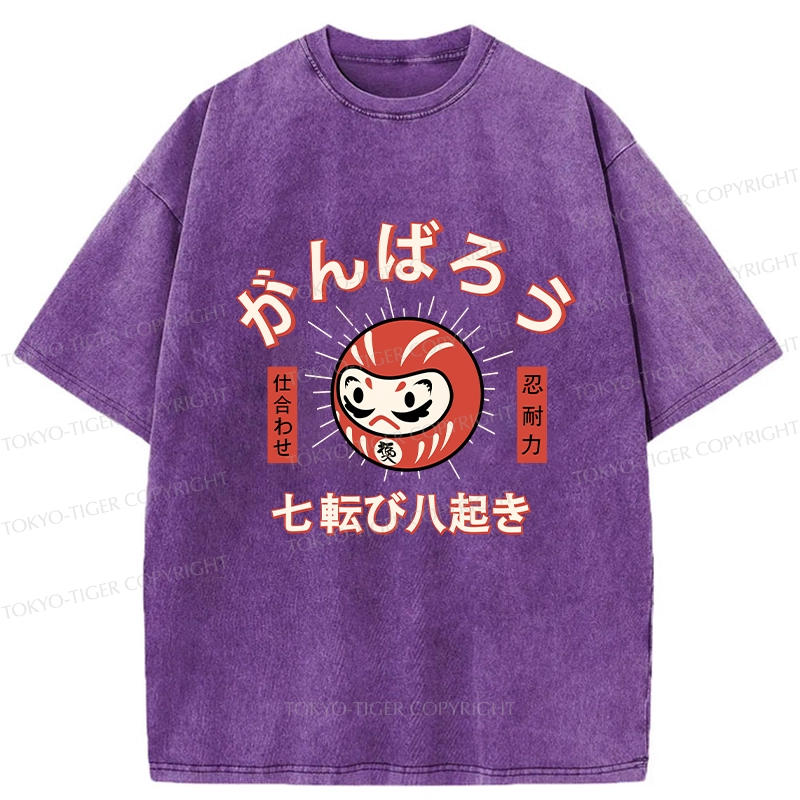 Tokyo-Tiger Let's Do Our Best Japanese Daruma Washed T-Shirt