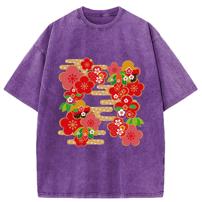 Tokyo-Tiger Japanese Sakura Washed T-Shirt