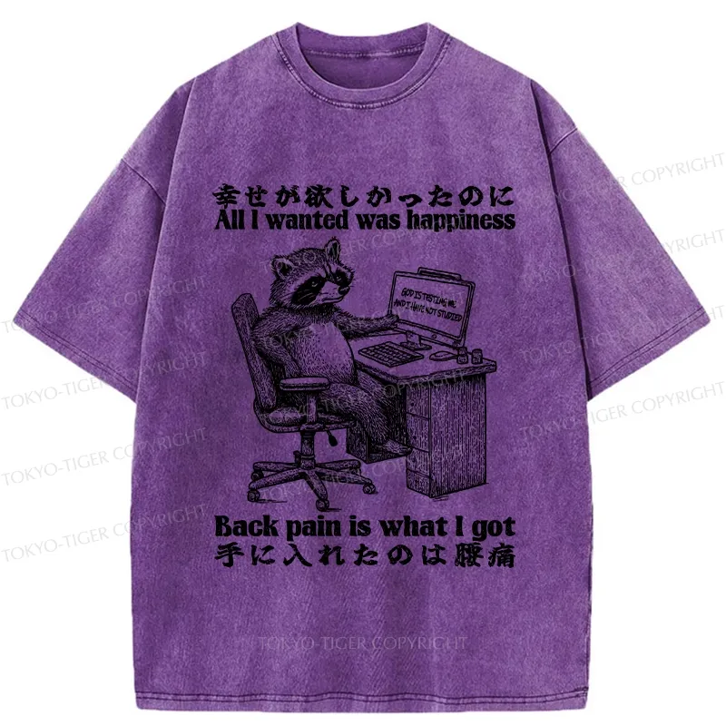 Tokyo-Tiger All I Wanted Was Happiness Washed T-Shirt