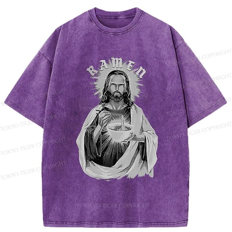 Tokyo-Tiger Ramen Lover Jesus Washed T-Shirt