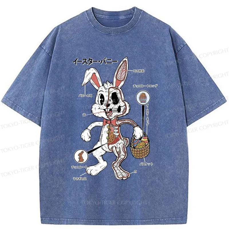 Tokyo-Tiger Easter Bunny Anatomy Washed T-Shirt
