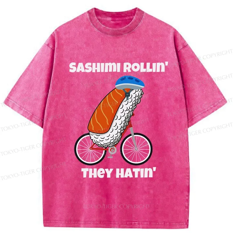 Tokyo-Tiger Sashimi Rollin' They Hatin' Washed T-Shirt