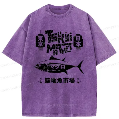 Tokyo-Tiger Retro Tsukiji Fish Market Washed T-Shirt