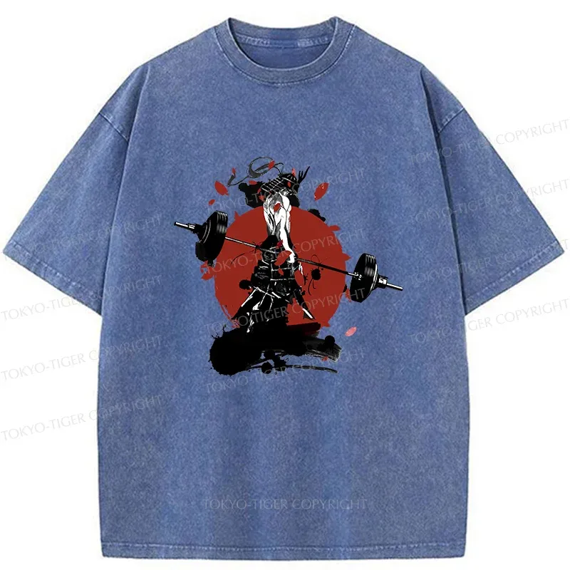 Tokyo-Tiger Samurai Fitness Washed T-Shirt