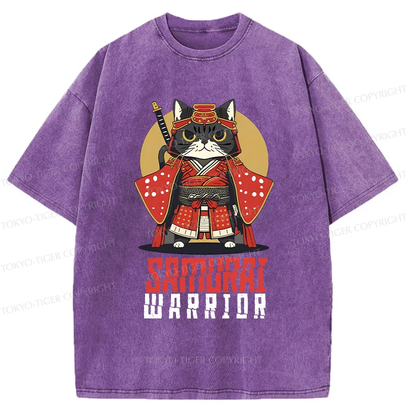 Tokyo-Tiger Mighty Cat Samurai Washed T-Shirt