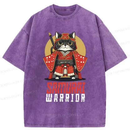 Tokyo-Tiger Mighty Cat Samurai Washed T-Shirt