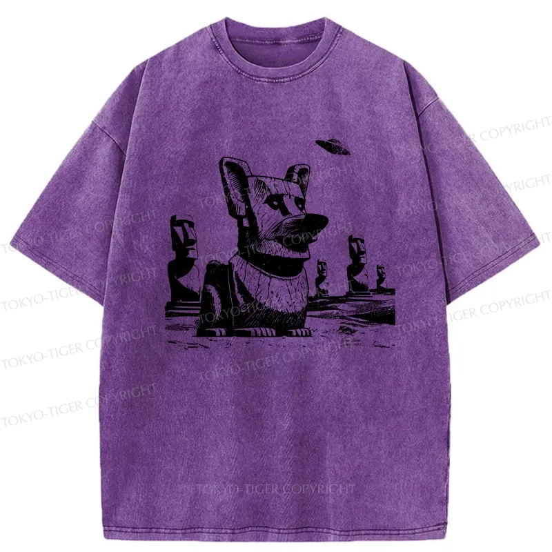 Tokyo-Tiger Funny Corgi Washed T-Shirt