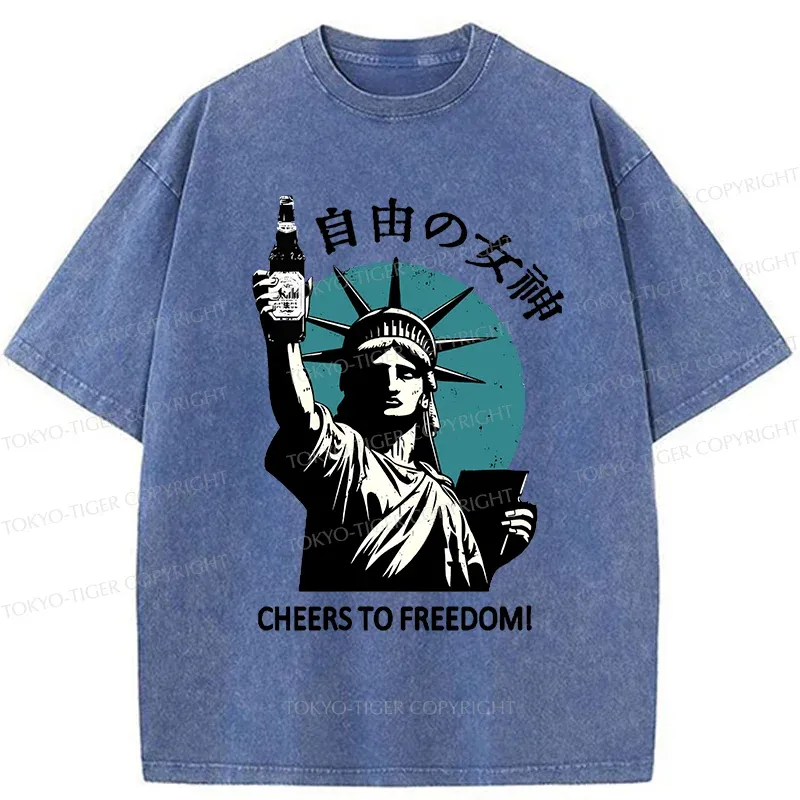 Tokyo-Tiger Statue Of Japanese Beer Washed T-Shirt