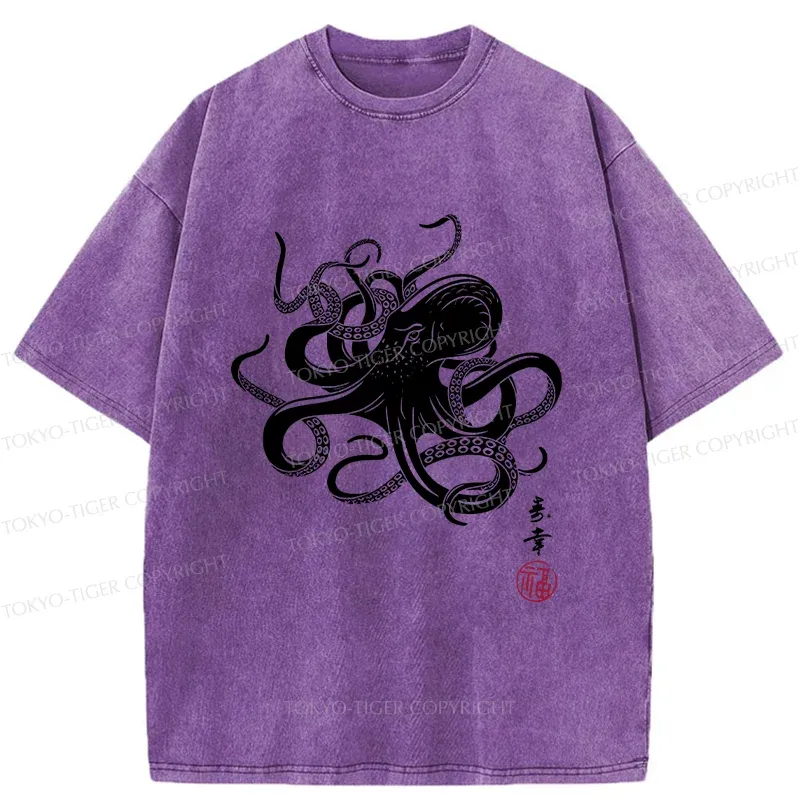 Tokyo-Tiger Vintage Octopus Washed T-Shirt