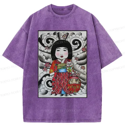 Tokyo-Tiger Japanese Little Girl Washed T-Shirt