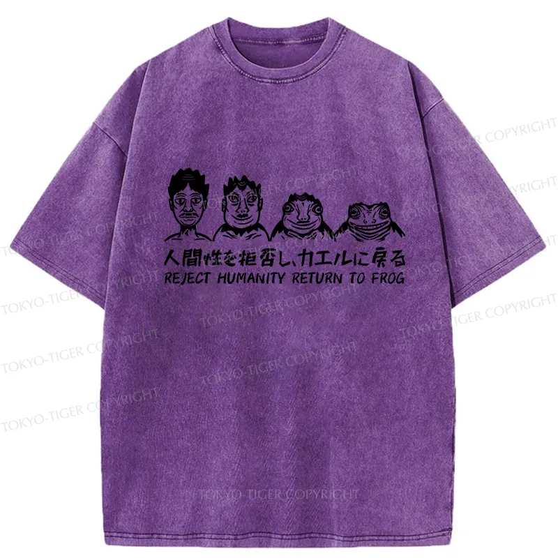 Tokyo-Tiger Reject Humanity Return To Frog Washed T-Shirt