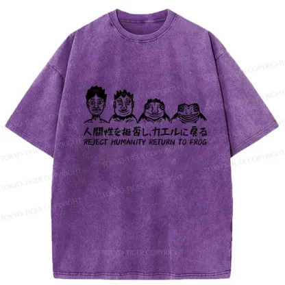 Tokyo-Tiger Reject Humanity Return To Frog Washed T-Shirt