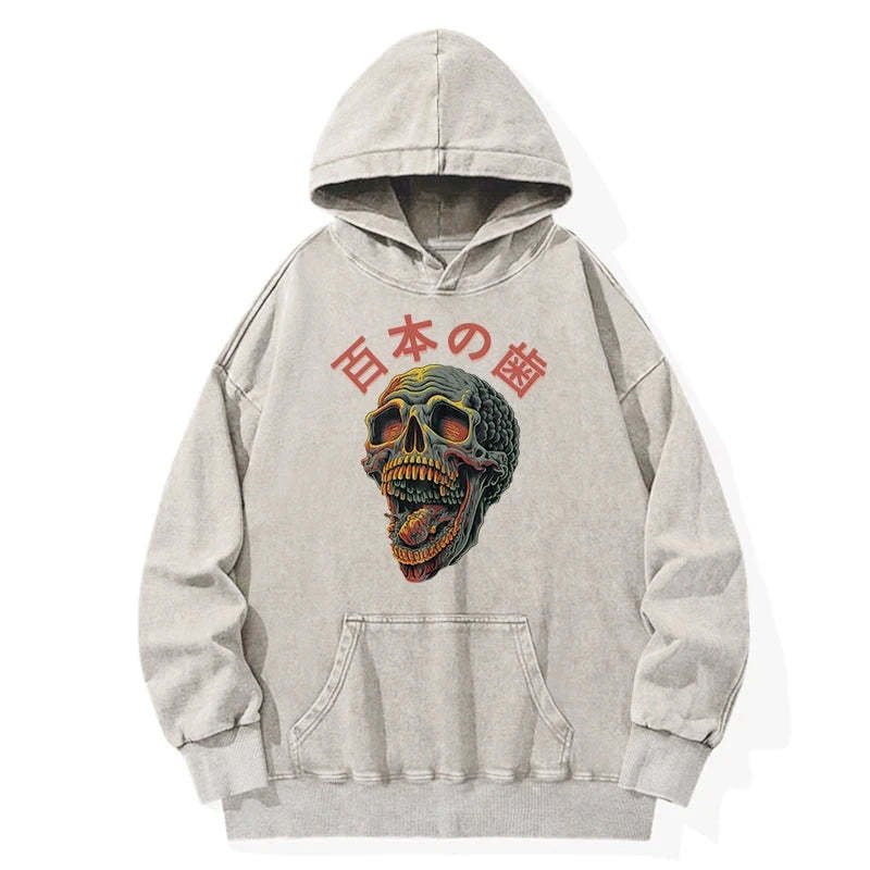 Tokyo-Tiger Terrifying And Disgusting Skull Washed Hoodie Sale