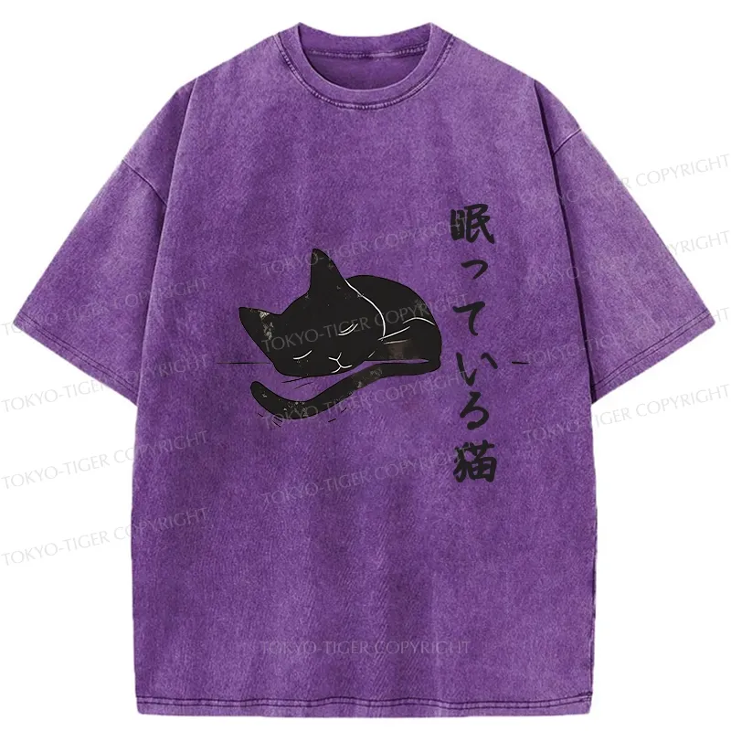Tokyo-Tiger Sleeping Cat Washed T-Shirt