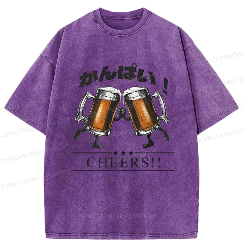 Tokyo-Tiger Cheers Japanese Beer Washed T-Shirt