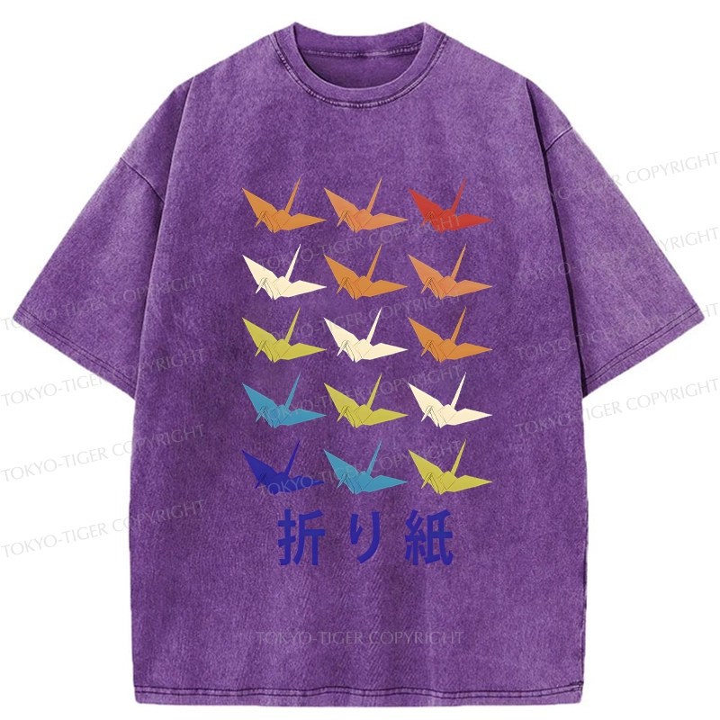 Tokyo-Tiger Japanese Traditional Origami Washed T-Shirt