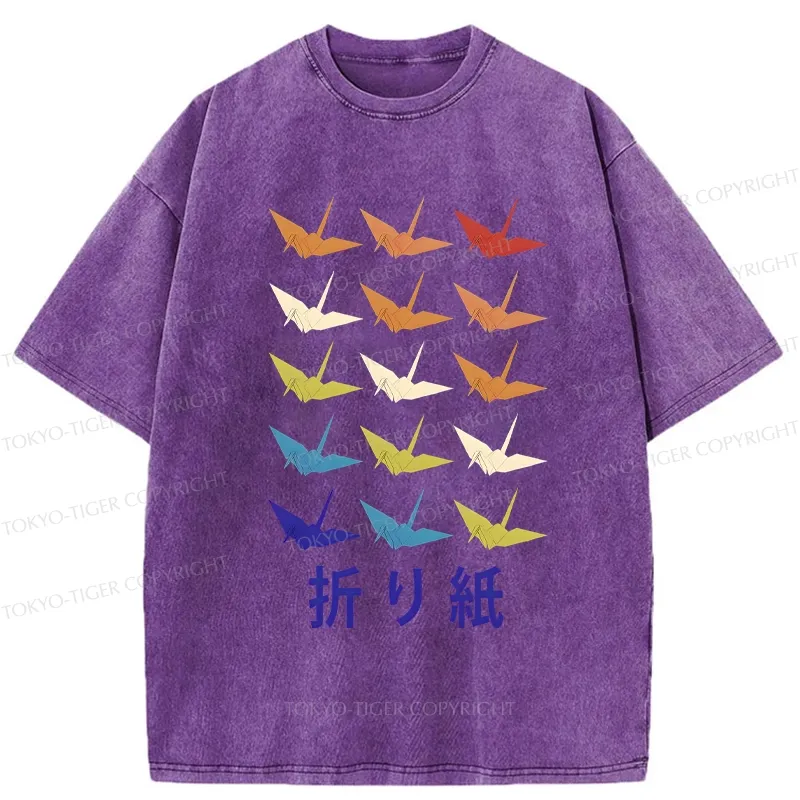 Tokyo-Tiger Japanese Traditional Origami Washed T-Shirt