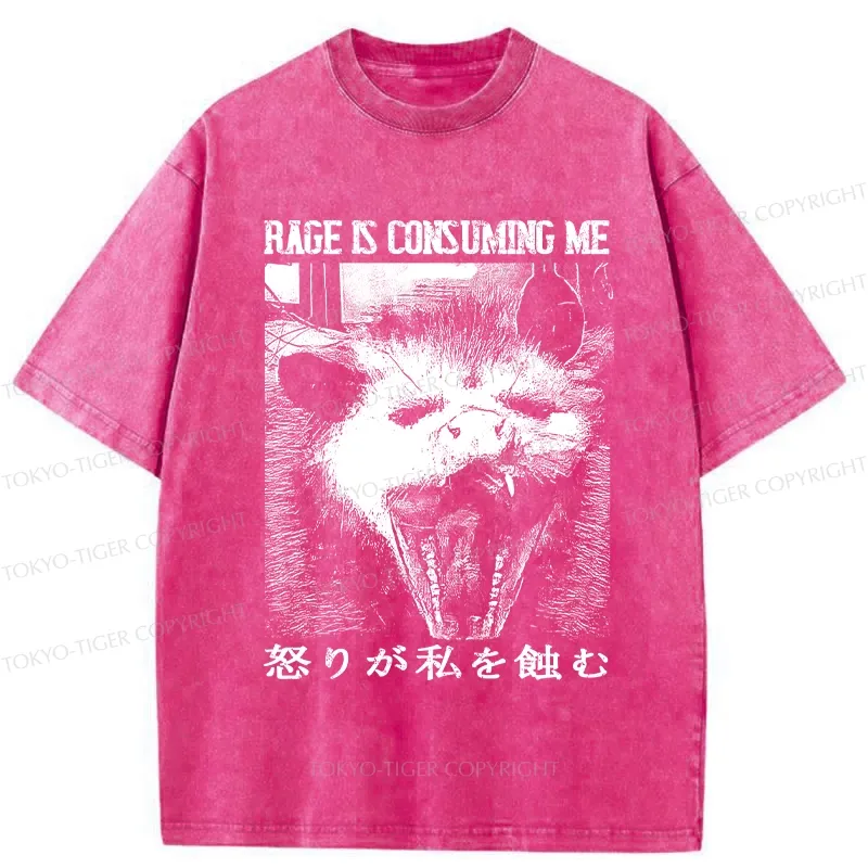Tokyo-Tiger Rage Is Consuming Me Opossum Washed T-Shirt