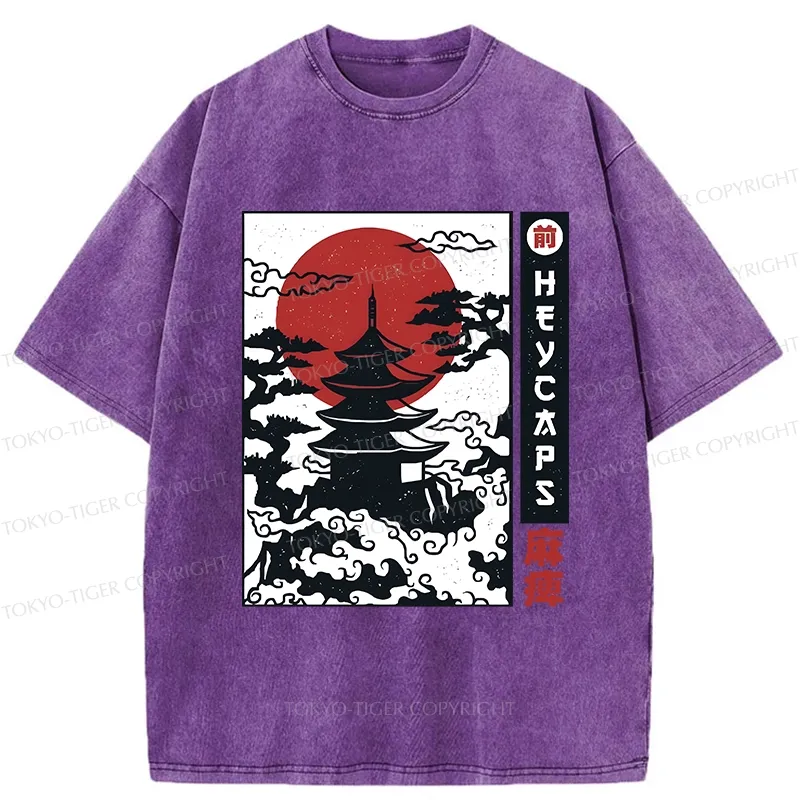 Tokyo-Tiger Japanese Old Temple Washed T-Shirt
