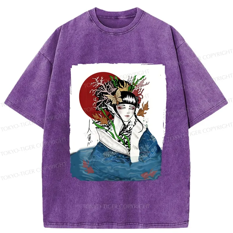 Tokyo-Tiger Japanese Mermaid Washed T-Shirt