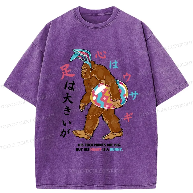 Tokyo-Tiger Funny Easter Bigfoot Bunny Washed T-Shirt