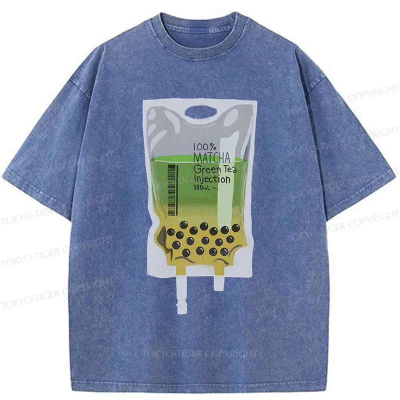 Tokyo-Tiger Matcha Milk Tea Washed T-Shirt