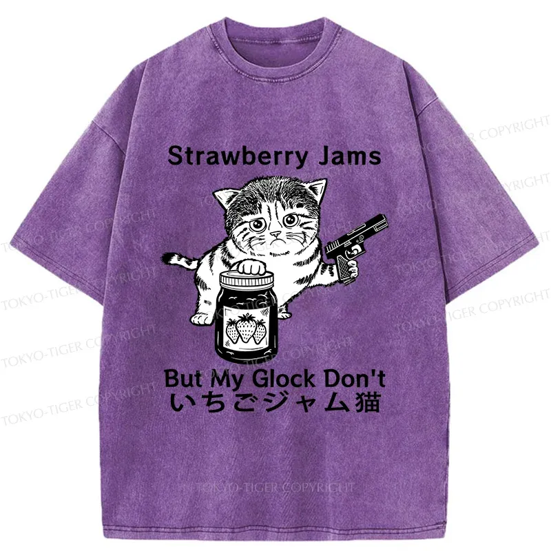 Tokyo-Tiger Strawberry Jam Cat Washed T-Shirt