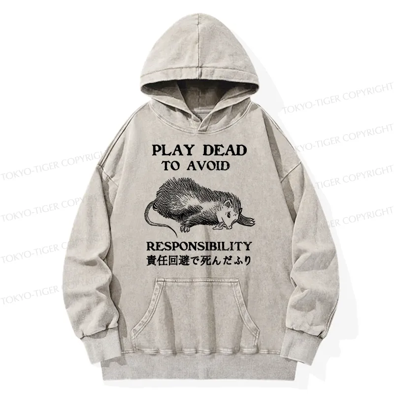 Tokyo-Tiger Play Dead To Avoid Responsibility Washed Hoodie Sale