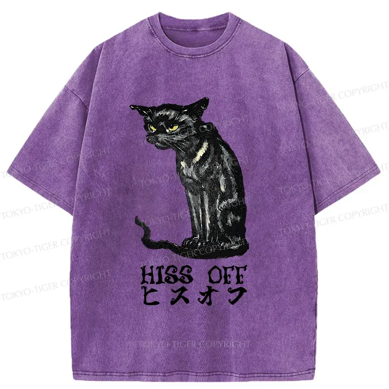 Tokyo-Tiger Watchful Black Cat Washed T-Shirt