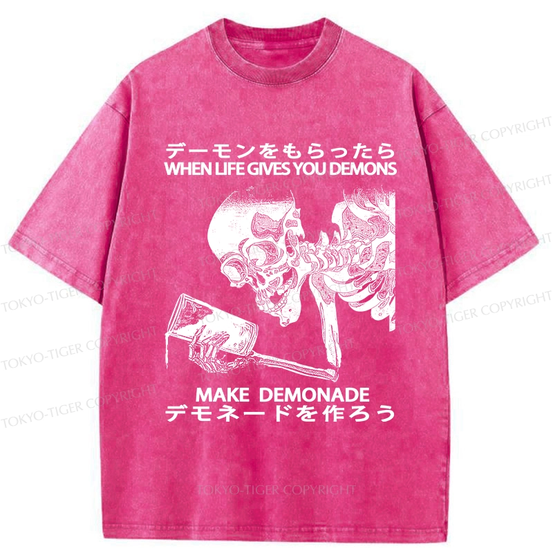 Tokyo-Tiger Make Demonade Funny Washed T-Shirt