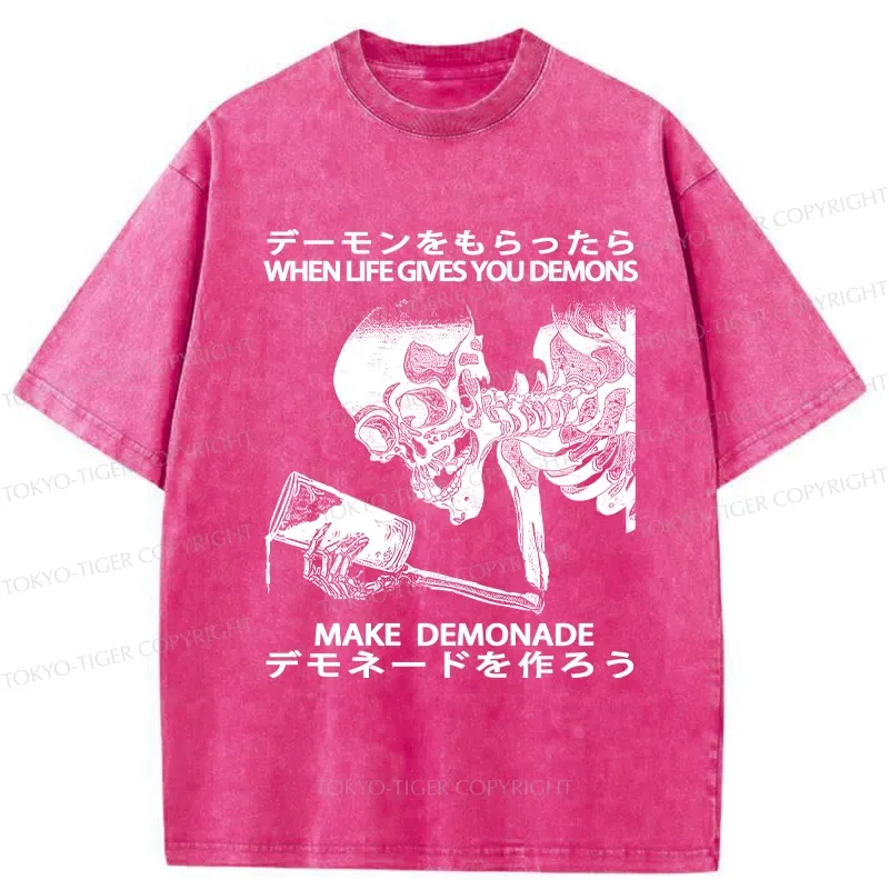 Tokyo-Tiger Make Demonade Funny Washed T-Shirt