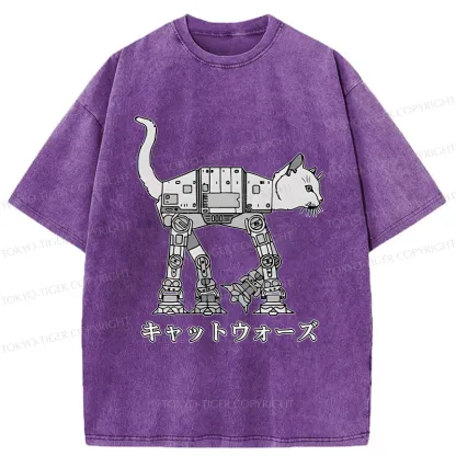 Tokyo-Tiger Cat Wars Washed T-Shirt