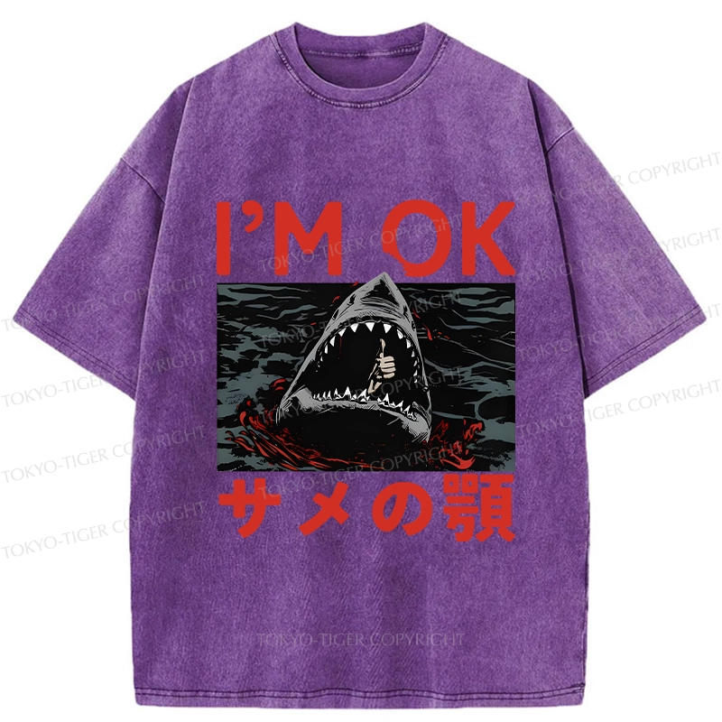 Tokyo-Tiger Funny I'm Ok Washed T-Shirt