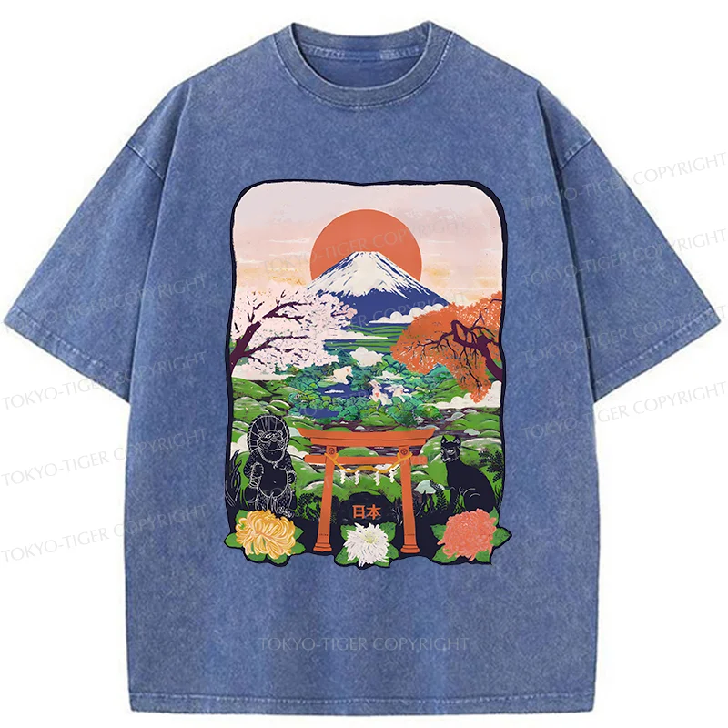 Tokyo-Tiger Japan Attractions Washed T-Shirt