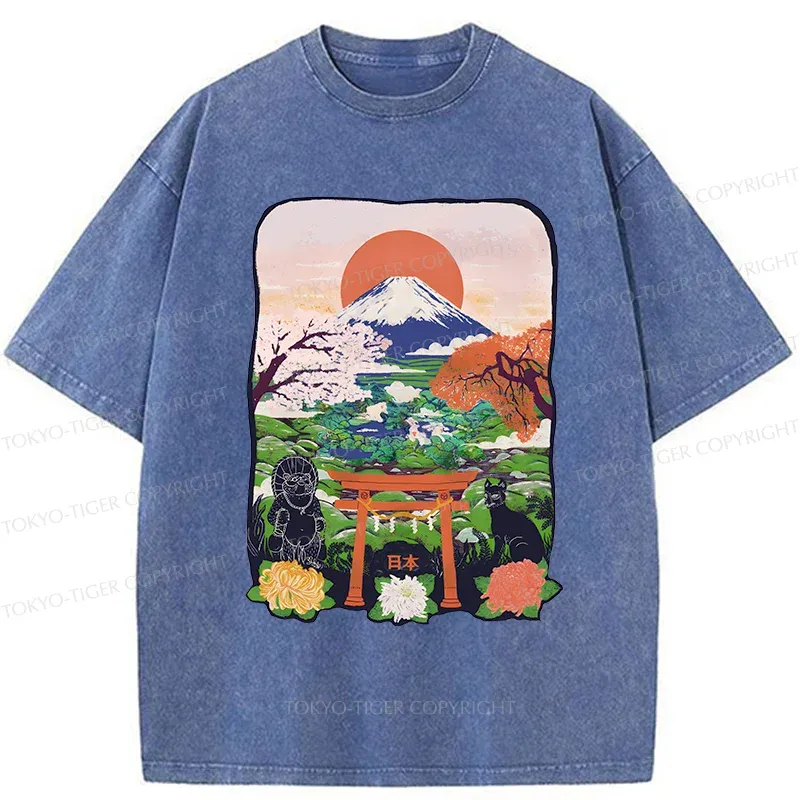 Tokyo-Tiger Japan Attractions Washed T-Shirt