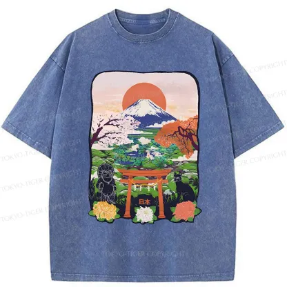 Tokyo-Tiger Japan Attractions Washed T-Shirt
