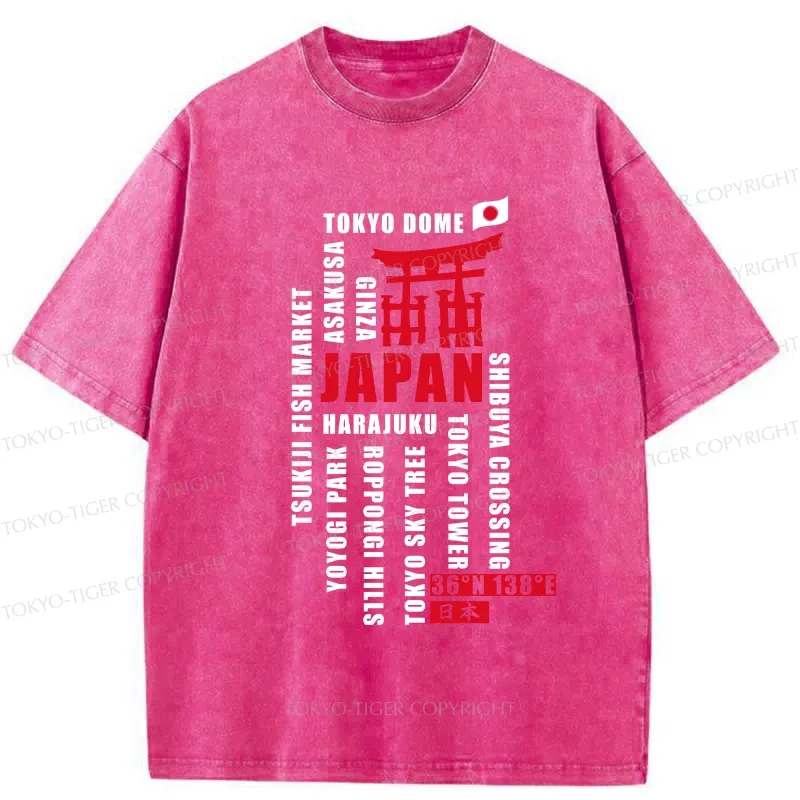 Tokyo-Tiger Japan Attractions Collection Washed T-Shirt