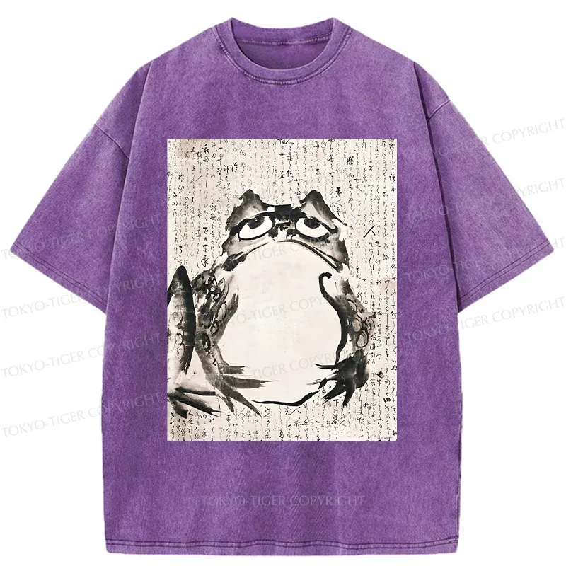 Tokyo-Tiger Retro Japanese frog Washed T-Shirt