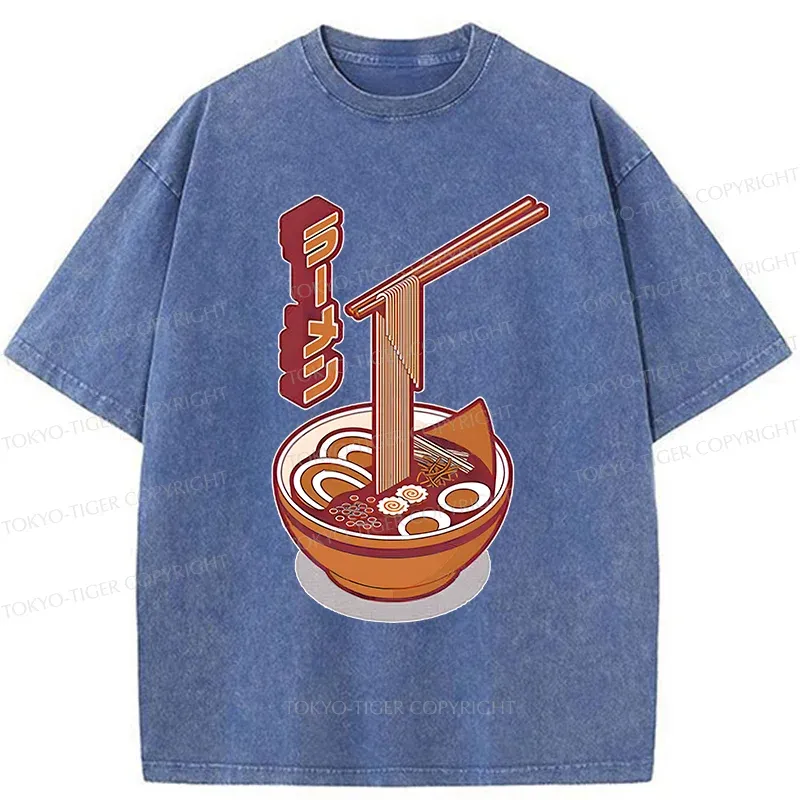 Tokyo-Tiger Retro Japanese Ramen Washed T-Shirt