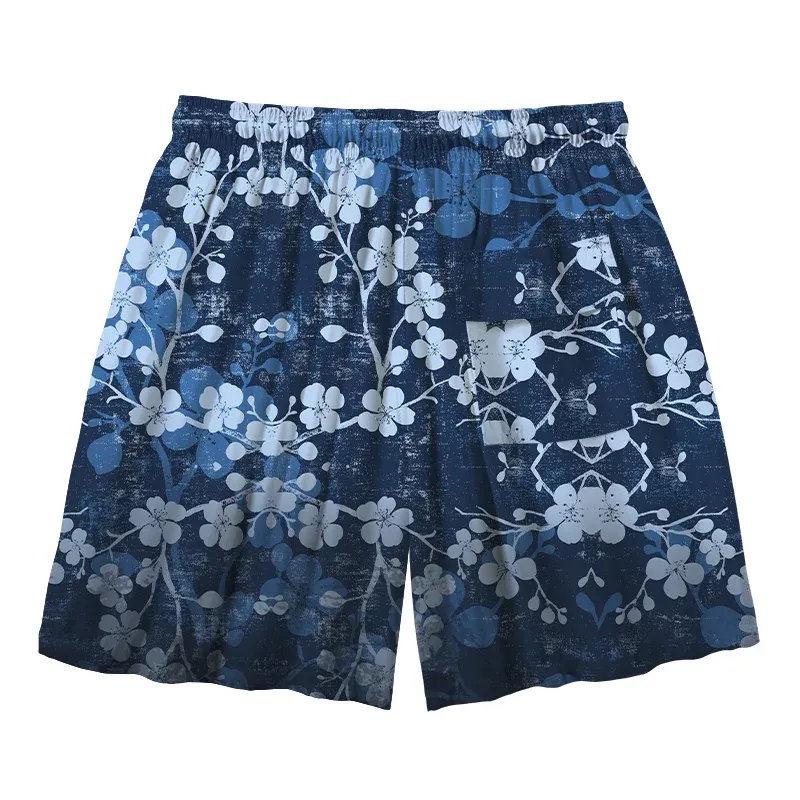 Tokyo-Tiger Midnight Blossoms Aloha Mens Swim Trunks