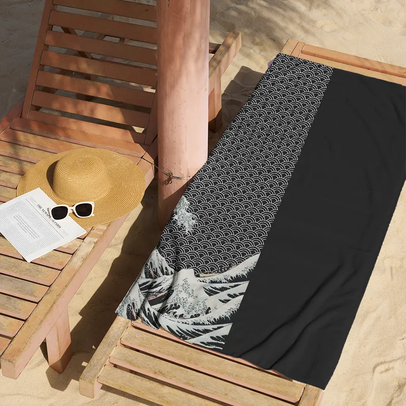 Tokyo-Tiger Half Of The Wave Beach Towel