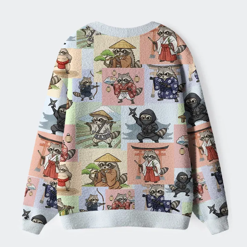Tokyo-Tiger Japanese Raccoon Ugly Cardigan Sweater