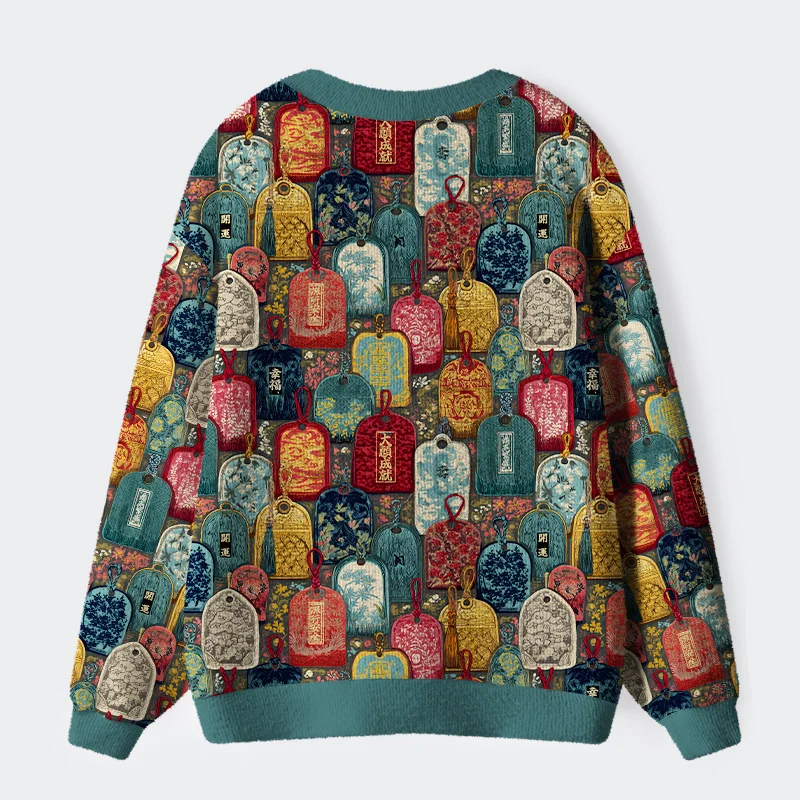 Tokyo-Tiger Amulet Japanese Ugly Cardigan Sweater