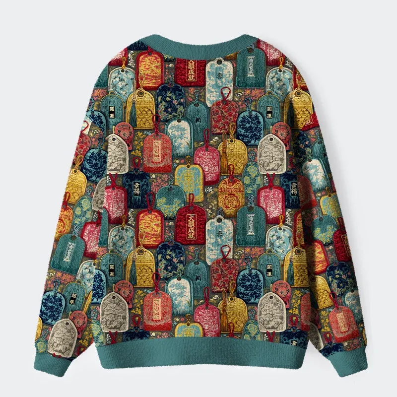 Tokyo-Tiger Amulet Japanese Ugly Cardigan Sweater