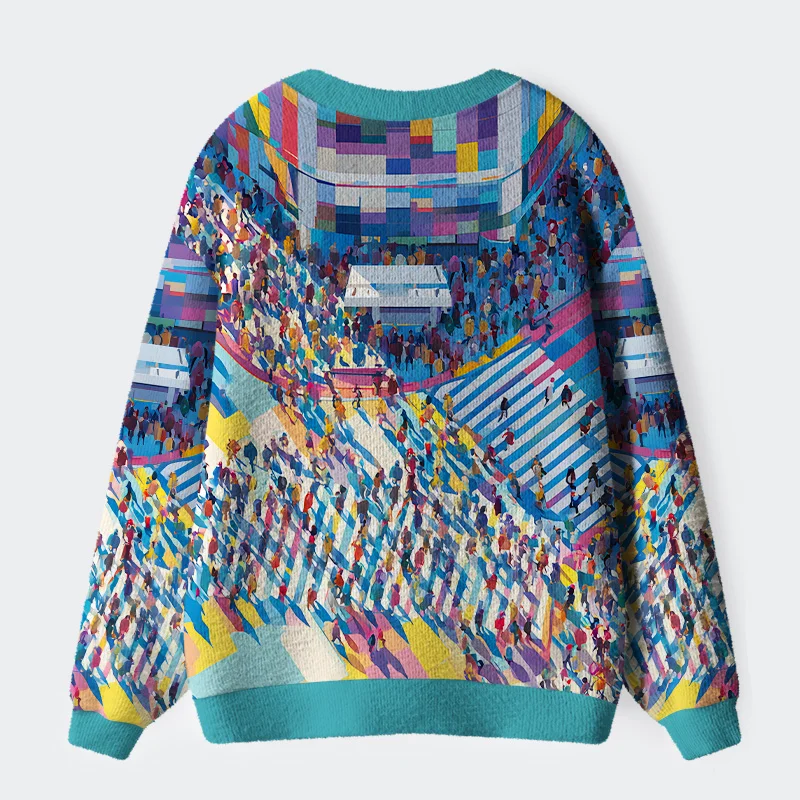 Tokyo-Tiger colorful Sidewalks Ugly Cardigan Sweater