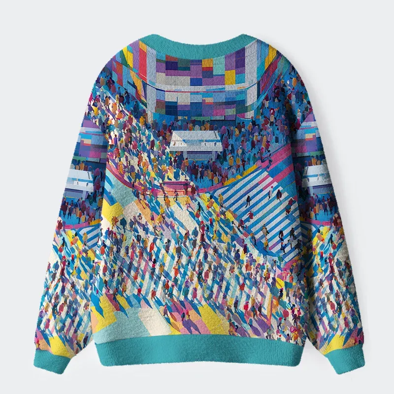 Tokyo-Tiger colorful Sidewalks Ugly Cardigan Sweater